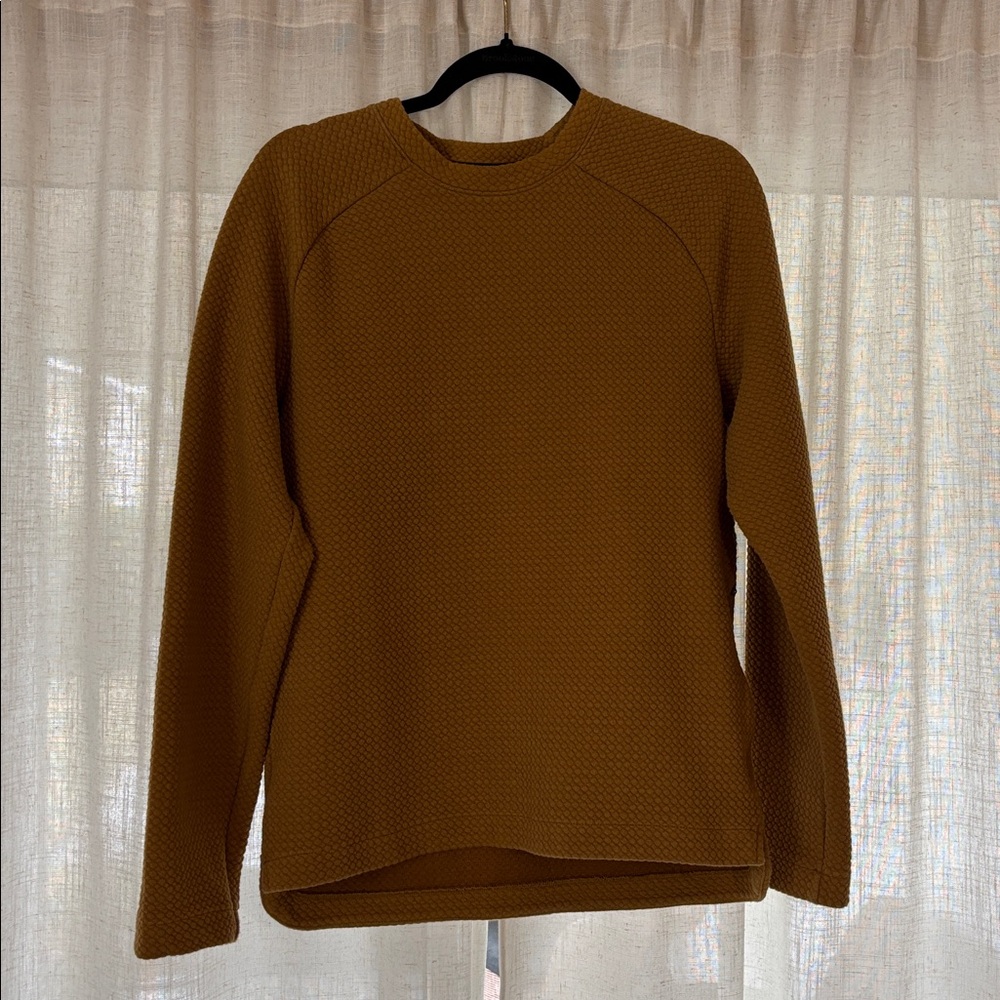 FLX men's long sleeve pullover 1 zip side pocket quilt feel mustard color Size S